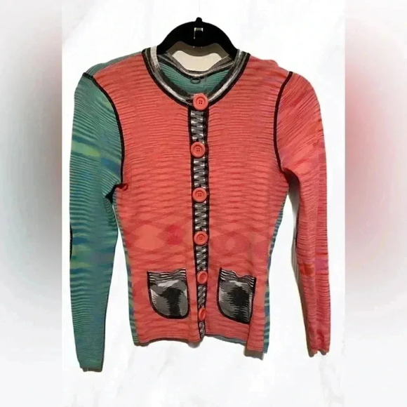 One Girl Who Women's Multicolored Button Front Long Sleeve Cardigan Size Small - Picture 2 of 5